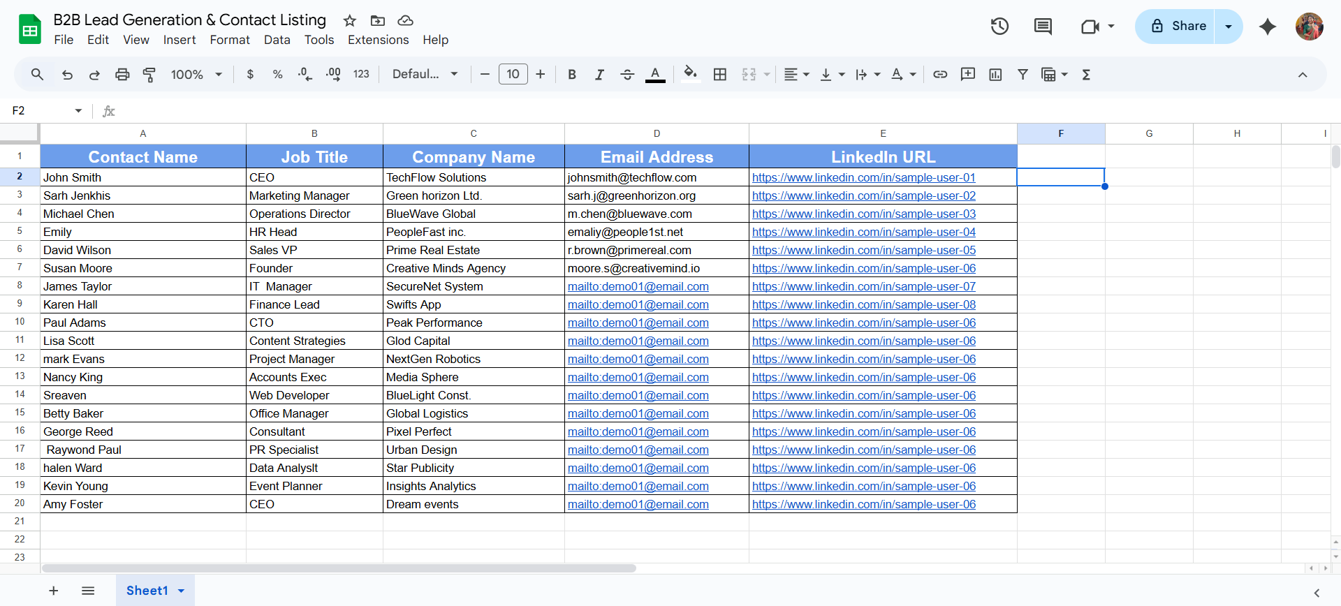 B2B Lead Generation & Web Research